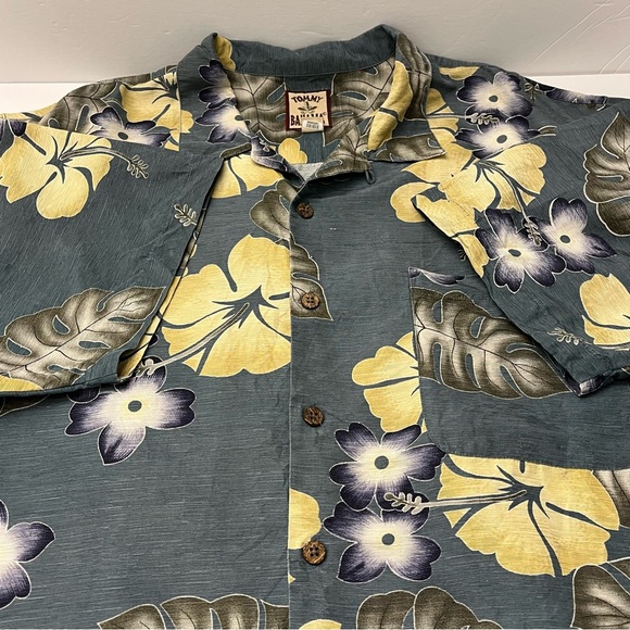 Vintage Tommy Bahama 100% Silk Hawaiian Floral Button Up Short Sleeve Shirt  L - Picture 11 of 13